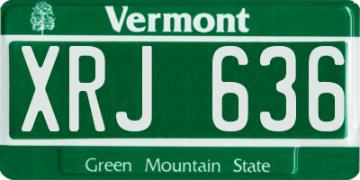 VT license plate XRJ636