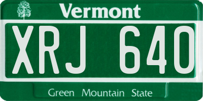 VT license plate XRJ640