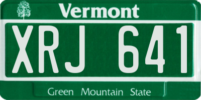 VT license plate XRJ641