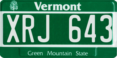 VT license plate XRJ643