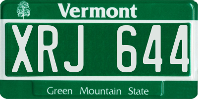 VT license plate XRJ644