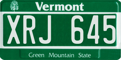 VT license plate XRJ645