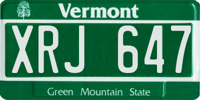 VT license plate XRJ647