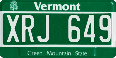 VT license plate XRJ649