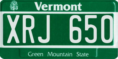 VT license plate XRJ650