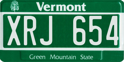 VT license plate XRJ654