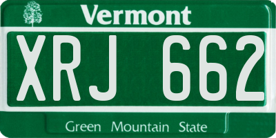 VT license plate XRJ662
