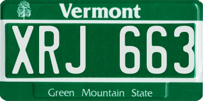VT license plate XRJ663