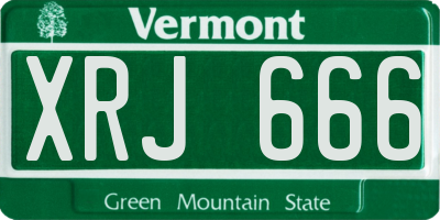 VT license plate XRJ666