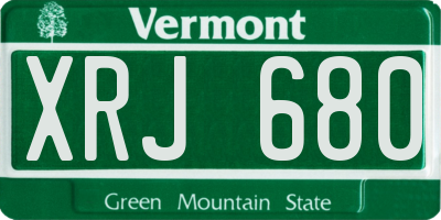 VT license plate XRJ680