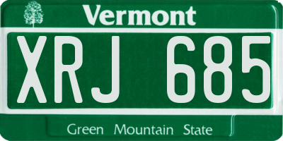 VT license plate XRJ685