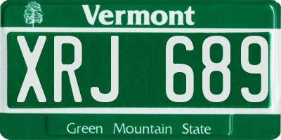 VT license plate XRJ689