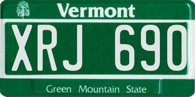 VT license plate XRJ690