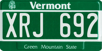 VT license plate XRJ692
