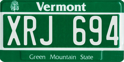 VT license plate XRJ694