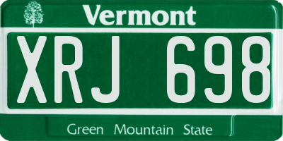 VT license plate XRJ698