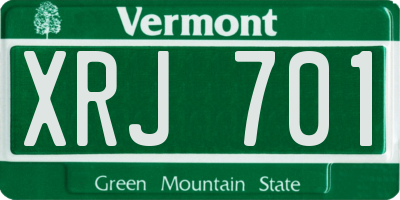 VT license plate XRJ701