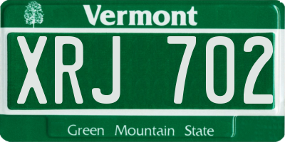 VT license plate XRJ702