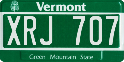 VT license plate XRJ707