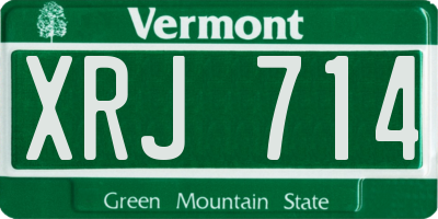 VT license plate XRJ714
