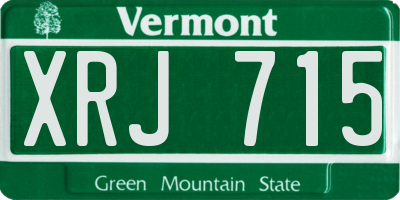 VT license plate XRJ715