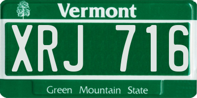 VT license plate XRJ716