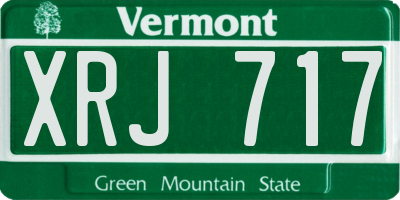 VT license plate XRJ717