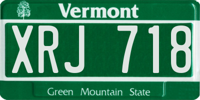VT license plate XRJ718