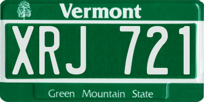 VT license plate XRJ721