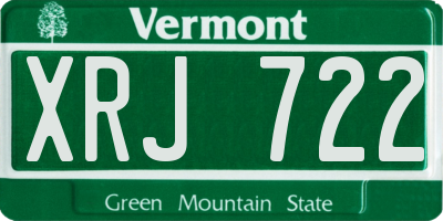 VT license plate XRJ722