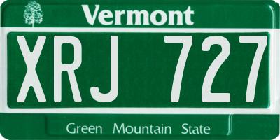 VT license plate XRJ727
