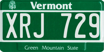 VT license plate XRJ729