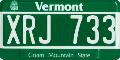 VT license plate XRJ733