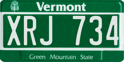 VT license plate XRJ734