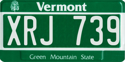 VT license plate XRJ739