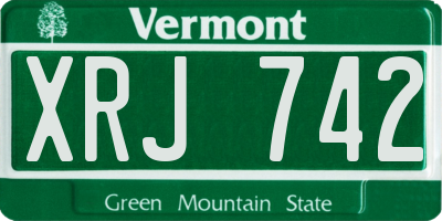 VT license plate XRJ742