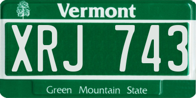VT license plate XRJ743