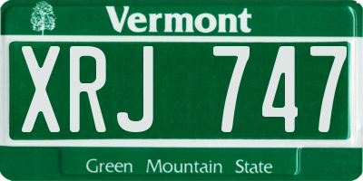VT license plate XRJ747