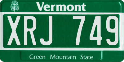 VT license plate XRJ749