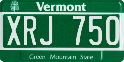 VT license plate XRJ750
