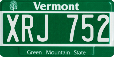 VT license plate XRJ752