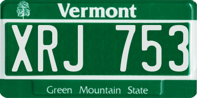 VT license plate XRJ753