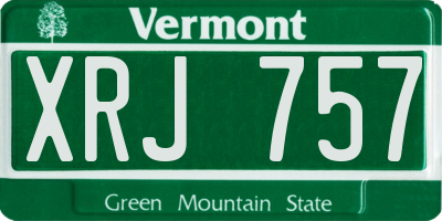 VT license plate XRJ757