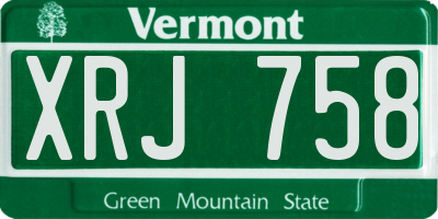 VT license plate XRJ758