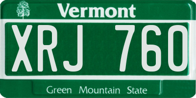VT license plate XRJ760