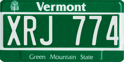 VT license plate XRJ774