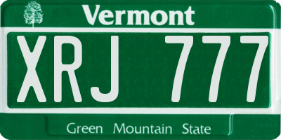 VT license plate XRJ777