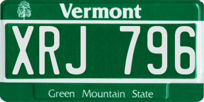 VT license plate XRJ796