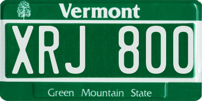 VT license plate XRJ800