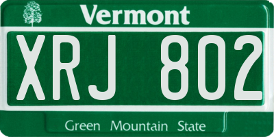 VT license plate XRJ802